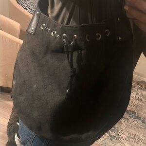 Gucci Black Monogram Hobo Bag